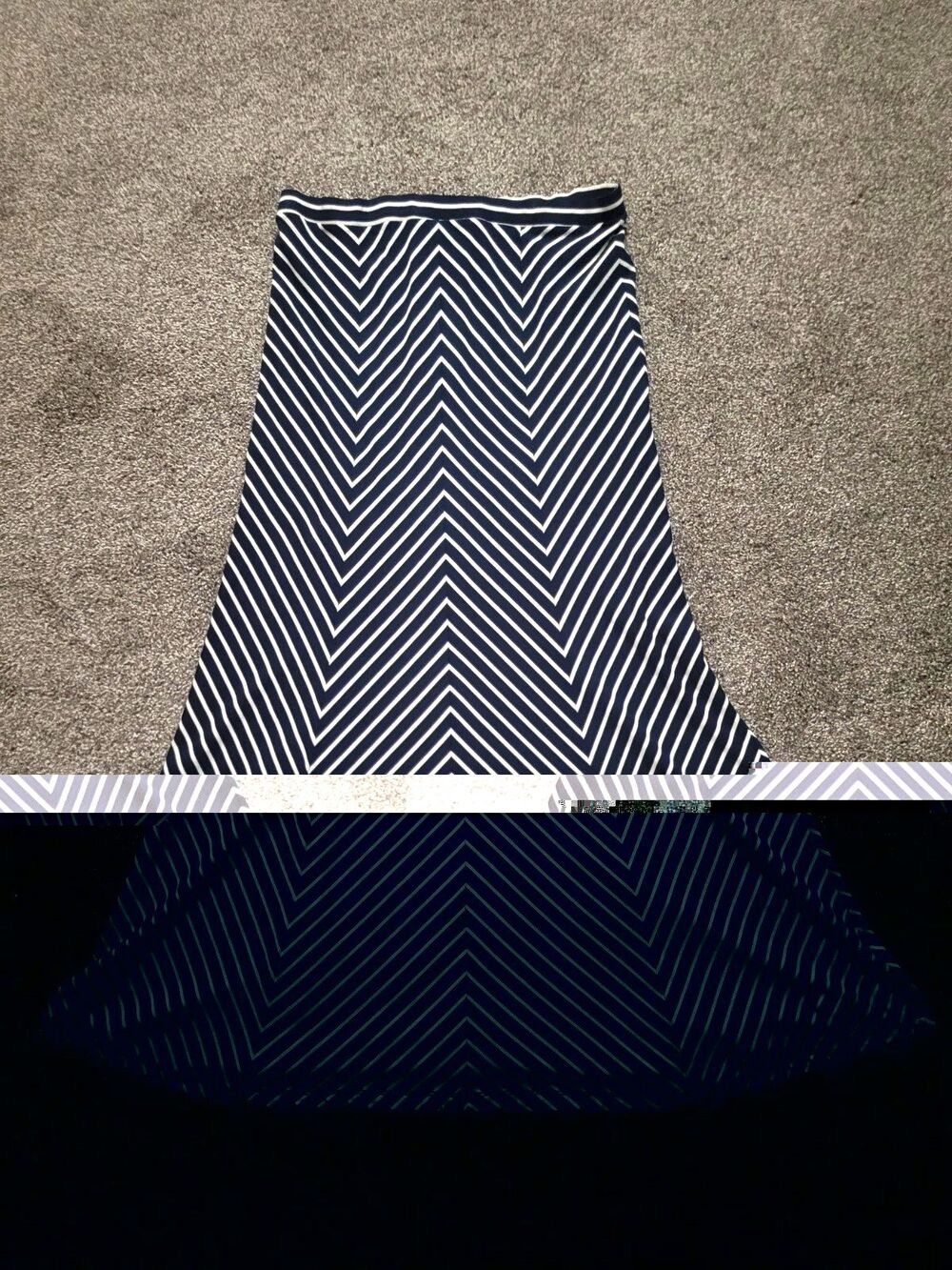 Ann Taylor Black & White Chevron A-Line Midi Skirt Regular Size M